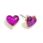 Wholesale glitter Resin Heart Stud Earrings L