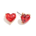 Wholesale glitter Resin Heart Stud Earrings L
