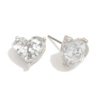 Wholesale glitter Resin Heart Stud Earrings L