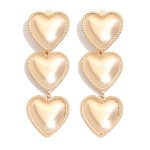 Wholesale linked Puffy Metal Hearts Post Drop Earrings L
