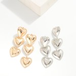 Wholesale linked Puffy Metal Hearts Post Drop Earrings L