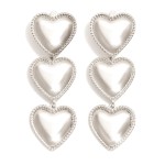 Wholesale linked Puffy Metal Hearts Post Drop Earrings L