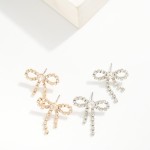 Wholesale rhinestone Studded Bow Post Drop Earrings L