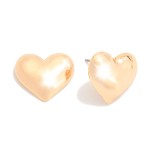 Wholesale puffy Metal Heart Stud Earrings L