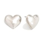 Wholesale puffy Metal Heart Stud Earrings L