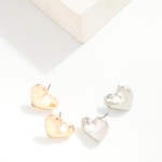 Wholesale puffy Metal Heart Stud Earrings L