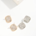Wholesale pave Rhinestone Wavy Circle Post Drop Earrings L