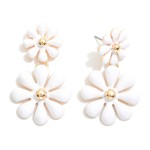 Wholesale linked Enamel Flowers Post Drop Earrings L