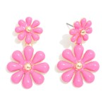 Wholesale linked Enamel Flowers Post Drop Earrings L