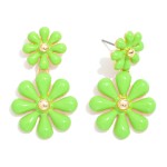 Wholesale linked Enamel Flowers Post Drop Earrings L