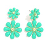 Wholesale linked Enamel Flowers Post Drop Earrings L