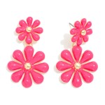 Wholesale linked Enamel Flowers Post Drop Earrings L