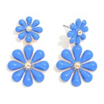 Wholesale linked Enamel Flowers Post Drop Earrings L