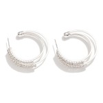 Wholesale layered Metal Hoops Earrings Rhinestone Details Brass Base D