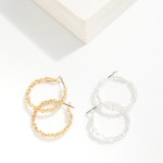 Wholesale intertwined Textured Metal Hoop Earrings Brass Base D