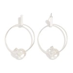 Wholesale metal Hoop Post Drop Earrings Intertwined Textured Metal Accent Brass