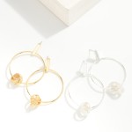 Wholesale metal Hoop Post Drop Earrings Intertwined Textured Metal Accent Brass