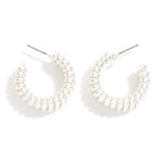 Wholesale metal Ribbed Hoop Earrings Brass Base D