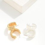 Wholesale metal Ribbed Hoop Earrings Brass Base D