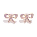 Rhinestone Studded Bow Earrings 

- Approximately .75" L