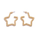 Wholesale textured Metal Star Hoop Earrings Brass Base D