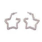 Wholesale textured Metal Star Hoop Earrings Brass Base D