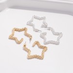 Wholesale textured Metal Star Hoop Earrings Brass Base D