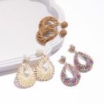 Wholesale raffia Teardrop Post Drop Earrings L