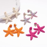 Wholesale raffia Starfish Post Drop Earrings L