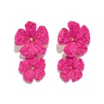 Wholesale linked Raffia Flower Post Drop Earrings L