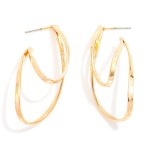 Wholesale layered Wavy Metal Teardrop Hoop Earrings L