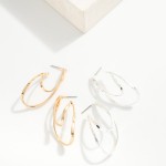 Wholesale layered Wavy Metal Teardrop Hoop Earrings L