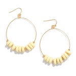 Wholesale metal Wire Drop Earrings Wooden Disk Beads L