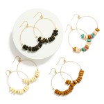 Wholesale metal Wire Drop Earrings Wooden Disk Beads L