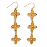 Wholesale linked Wooden Clovers Drop Earrings L