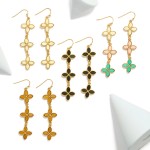 Wholesale linked Wooden Clovers Drop Earrings L