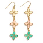 Wholesale linked Wooden Clovers Drop Earrings L