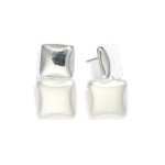 Wholesale linked Puffy Metal Square Post Drop Earrings L