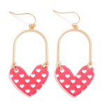 Wholesale metal Arch Drop Earrings Linked Printed Hearts Acetate Heart L