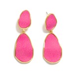 Wholesale linked Metal Geometric Drop Earrings Cracked Vegan Leather Detail L