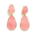 Wholesale linked Metal Geometric Drop Earrings Cracked Vegan Leather Detail L