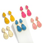 Wholesale linked Metal Geometric Drop Earrings Cracked Vegan Leather Detail L
