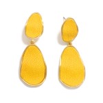 Wholesale linked Metal Geometric Drop Earrings Cracked Vegan Leather Detail L