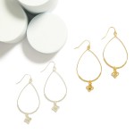 Wholesale metal Beaded Teardrop Drop Earrings Clover Accent L