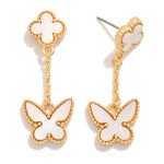 Wholesale chain Linked Acetate Clover Butterfly Post Drop Earrings L