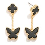 Wholesale chain Linked Acetate Clover Butterfly Post Drop Earrings L