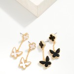 Wholesale chain Linked Acetate Clover Butterfly Post Drop Earrings L