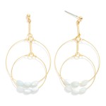 Wholesale linked Metal Hoop Drop Earrings Bead Details L