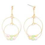 Wholesale linked Metal Hoop Drop Earrings Bead Details L
