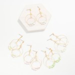 Wholesale linked Metal Hoop Drop Earrings Bead Details L